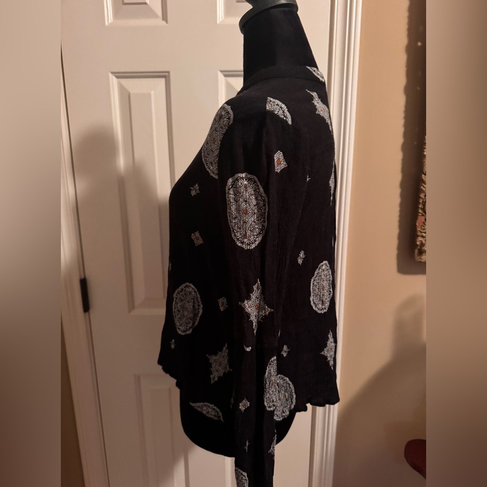 Addie - Black Patterned Women's Top - Picture 5 of 10